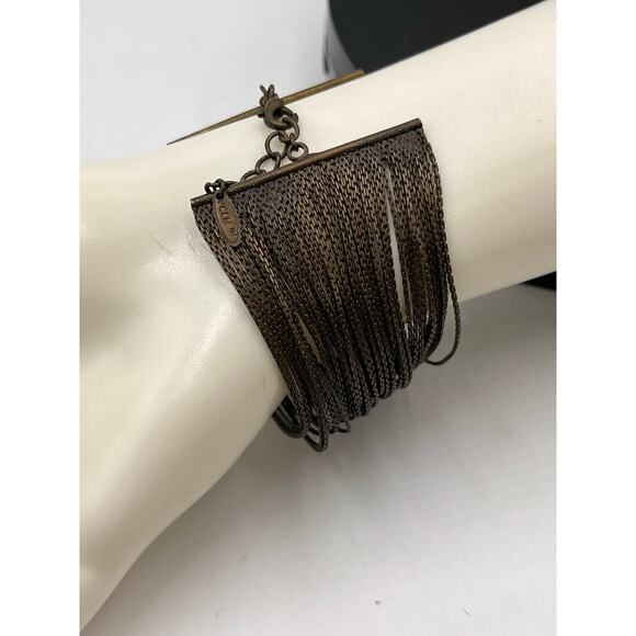 VCLM Signed Vintage Dark Bronze Multi Strand Metal Chain Bracelet - Picture 4 of 5